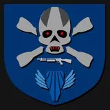 Blue shield skull and shotgun