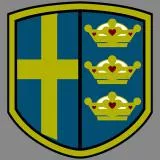 Swedish flag and three crowns shield