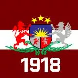 Latvian coat of arms with flag